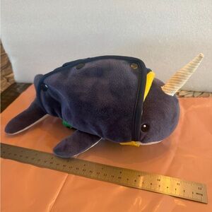 Plush Narwhal Sensory learning Toy - Blue and Yellow